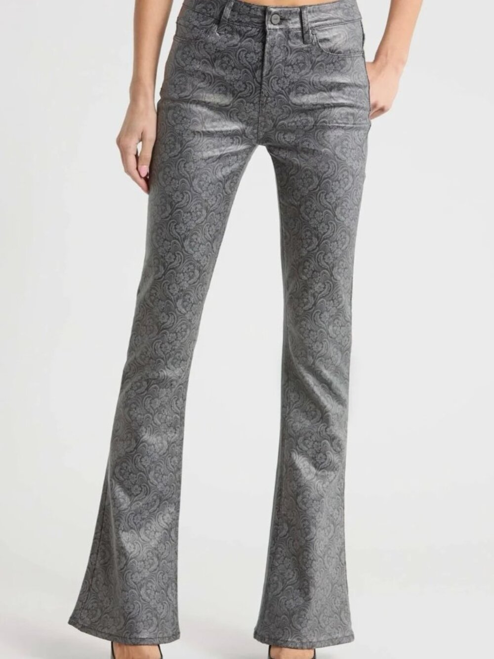 NEW! PAIGE HIGH RISE LOU LOU KICK FLARE BOOTCUT JEANS COATED JACQUARD 29 SHORT